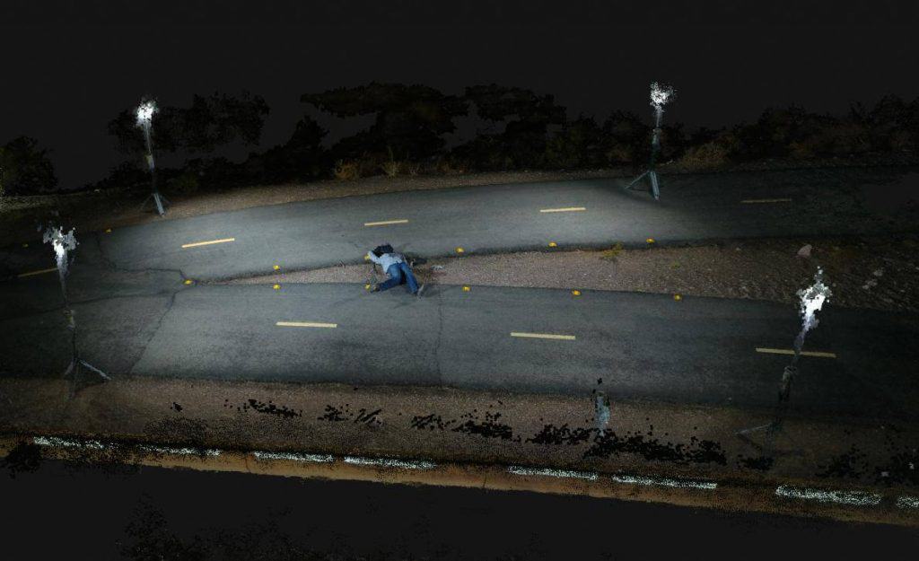 3D orthomosaic map of night crime scene reconstruction