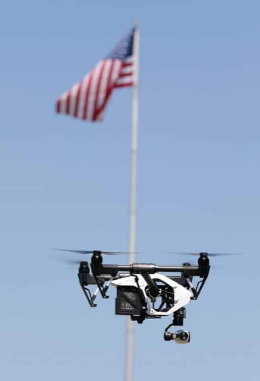 DJI Inspire Flying Over the Flag