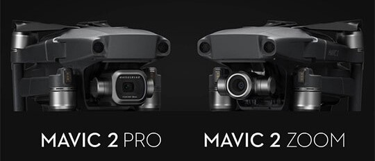 Zoomed picture of Mavic 2 PRO & Mavic 2 Zoom Camera in a black background