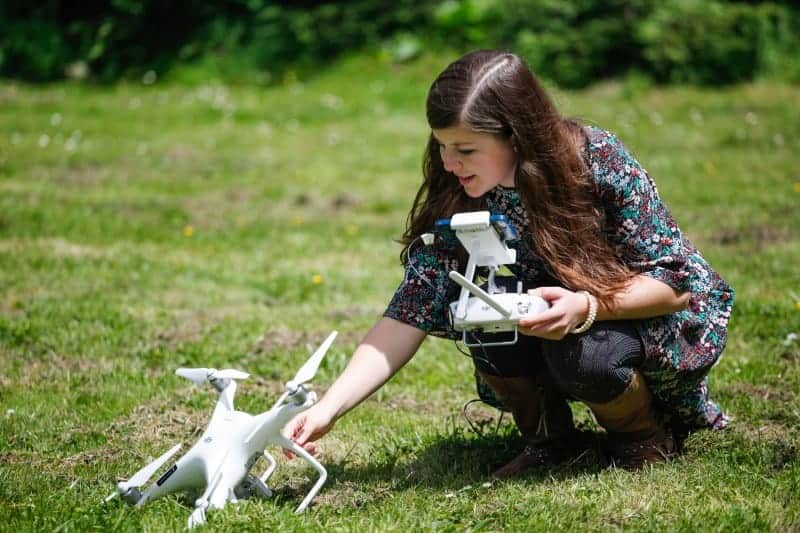sally checks out dji drone