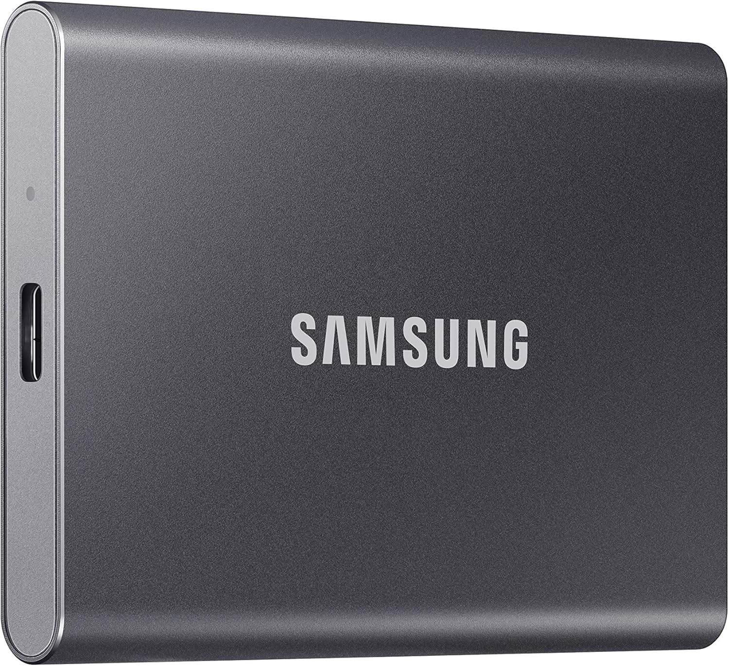 Samsung T7 1TB portable SSD in gray with USB-C cable