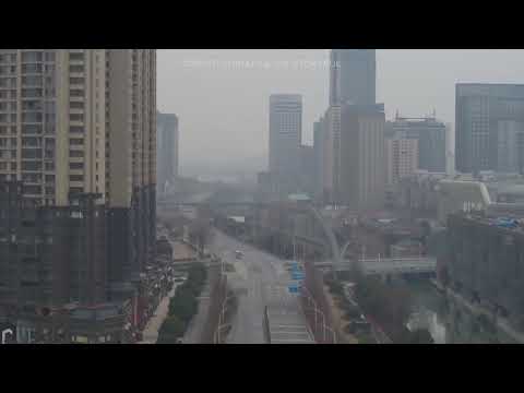 Drone footage captures the eerie, deserted streets of Wuhan, China