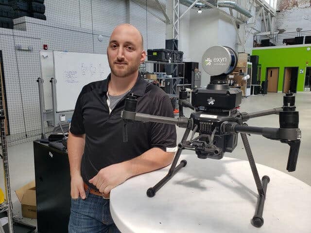 Joe with Exyn A3R Drone Standing on the Table